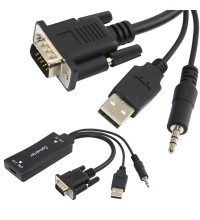 Переходник VGA (M) - HDMI (F) + 3.5mm