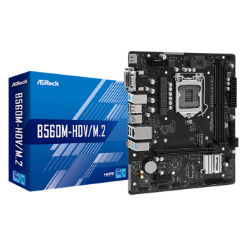 Материнская плата, ASRock, B560M-HDV/M.2 (4710483942174), LGA1200, iB560, 2xDDR4 2666/2933, 4xSATA3,