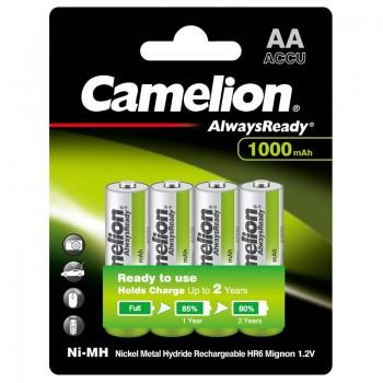 Аккумулятор CAMELION AlwaysReady Rechargeable, NH-AA1000ARBP4, AA, 1.2V, 1000 mAh, 4 шт., Блистер