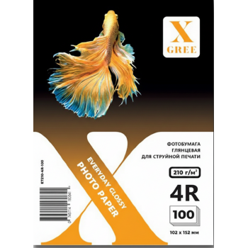E7210-4R-100 Фотобумага для струйной печати X-GREE Глянцевая EVERYDAY 4R*102x152мм/100л/210г NEW (40