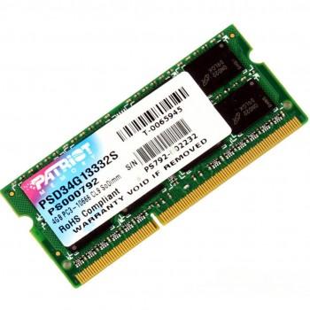 Модуль памяти для ноутбука, Patriot, SL PSD34G13332S DDR3, 4GB, SO-DIMM <PC3-10600/1333MHz