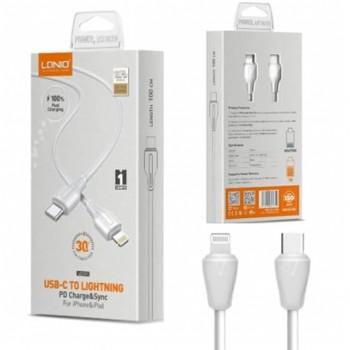 Интерфейсный кабель LDNIO LC121-C (Type-C - Type-C) white, 1м, 65W