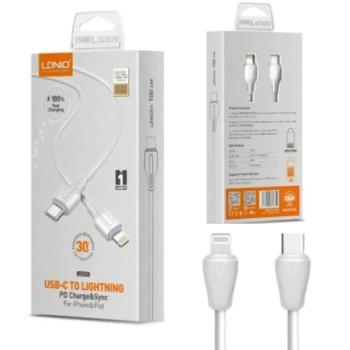 Интерфейсный кабель LDNIO LC131-I (Type-C - Lightning) white, 1м, 30W