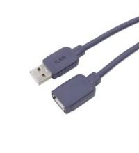 Кабель USB AM - USB AF удл-ль `iLAN`, Lux, медь,  5м, серый