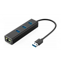 Сетевой адаптер LAN с 3 портами USB 3.0 - USB 3.0, металл, алюминий