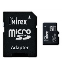 Карта памяти microSDHC с адаптером MIREX 16GB (Class 10)