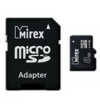 Карта памяти microSDHC с адаптером MIREX 8GB (Class 10)