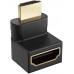 Переходник HDMI F - HDMI M, угловой 90`, цельный, чёрный