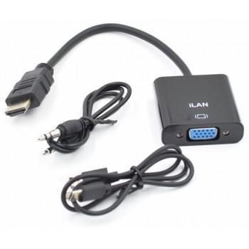 Переходник iLan HDMI (m) 24+1 - VGA (f) - 3.5 audio + Питание