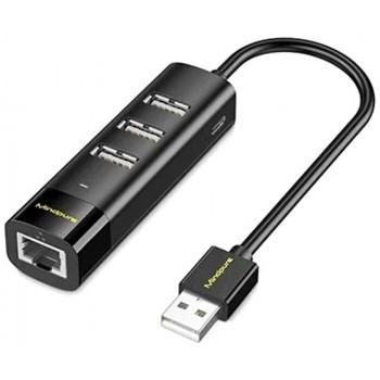 Сетевая карта/Hub USB2.0- LAN+3*USB2.0 `Mindpure` UR008, LX10395