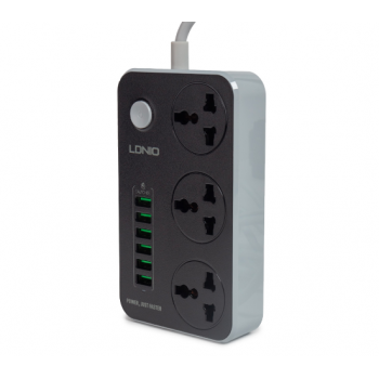 Сетевой фильтр LDNIO Universal SC3604, 3 розетки, 6*USB Портов, 5V/3.4A, 2м