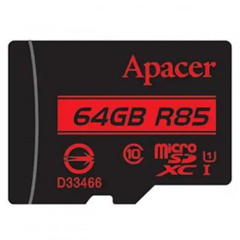 Карта памяти, Apacer, AP64GMCSX10U5-R, MicroSDXC 64GB, с адаптером SD