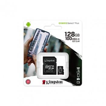 Карта памяти, Kingston, SDCS2/128GB, MicroSDXC 128GB, Canvas Select Plus, Class 10, с адаптером SD