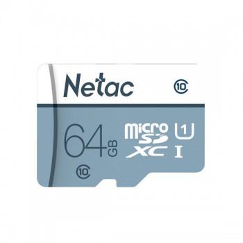 Карта памяти, Netac, NT02P500STN-064G-R, MicroSDXC 64GB с адаптером SD